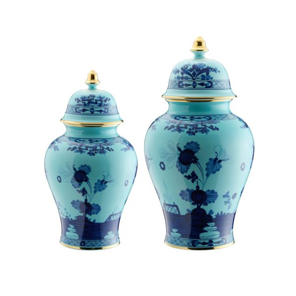 Vaso potiche con coperchio Iris Oriente Italiano, 38 cm