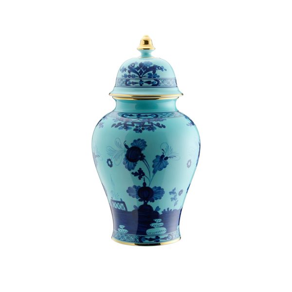 Vaso potiche con coperchio Iris Oriente Italiano, 38 cm