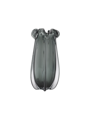 Handmade transparent and smoked Crystal vase.