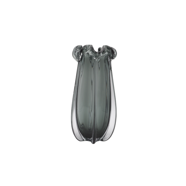 Handmade transparent and smoked Crystal vase.