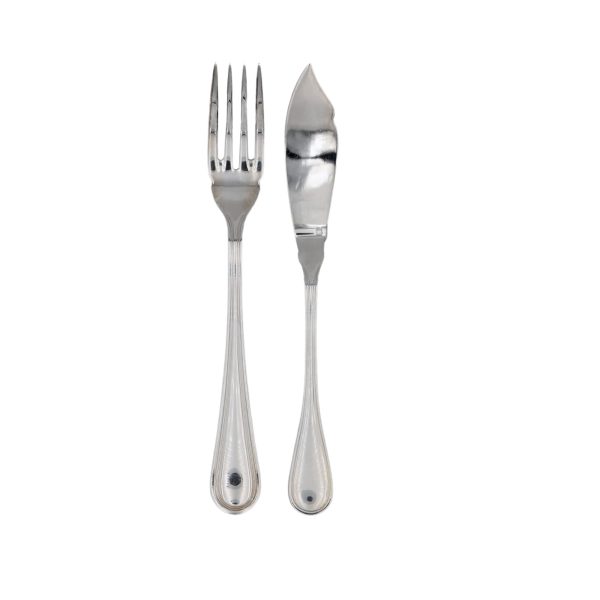 Coppia Servire Pesce Lega d' Argento Inglese
