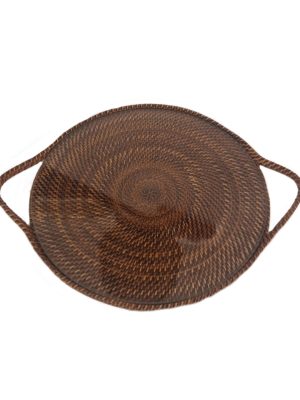 Rattan and Pyrex Crystal Cheese Holder