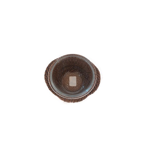 Ciotolino Con Salsiera In Rattan e Cristallo Pyrex