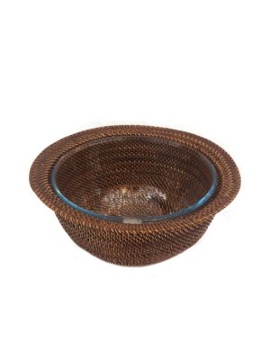 Rattan and Pyrex Crystal Salad Bowl