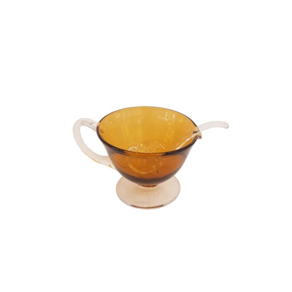 Amber Sauce Boat With Small Ladle