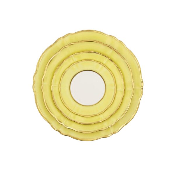 Piatto Frutta Ornato Bouquet Giallo Pastello