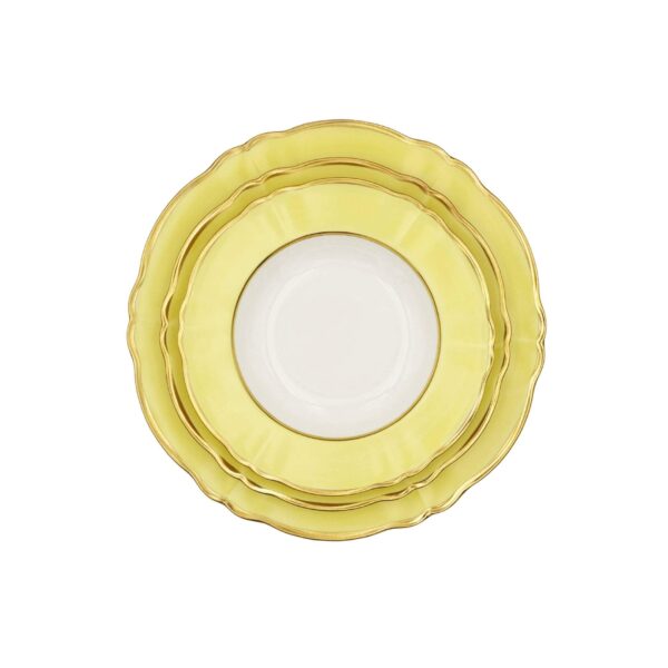 Piatto Frutta Ornato Bouquet Giallo Pastello