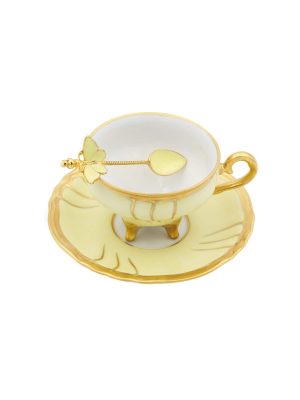 Tazza Caffè Chateaux Giallo con Cucchiaino Farfalla