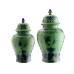 Vaso potiche con coperchio  Malachite Oriente Italiano 31 cm