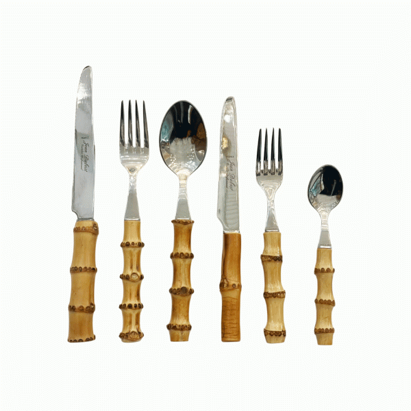 Real Bamboo and Steel Table Spoon