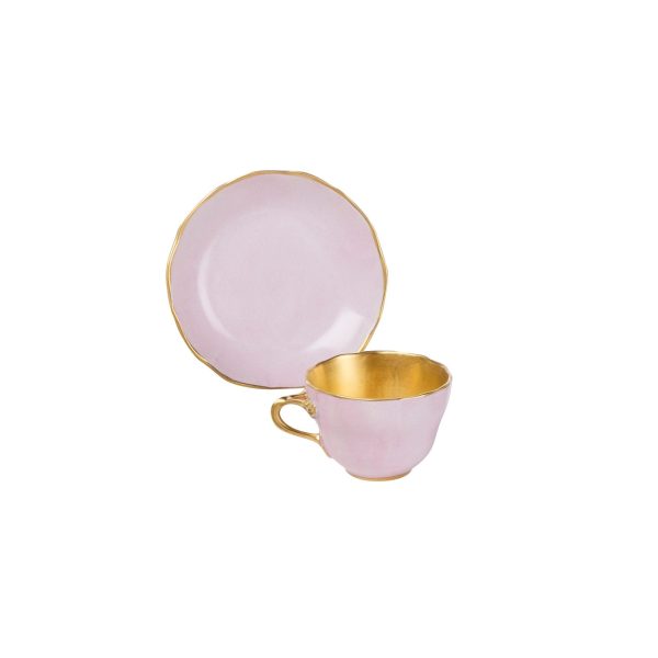Tazza caffè  con piatto  Principessa rosa