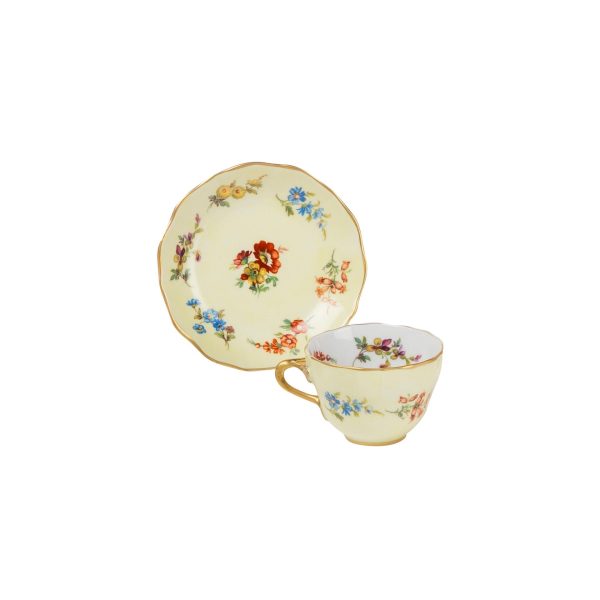 Tazza caffè  con piatto  Flora giallo
