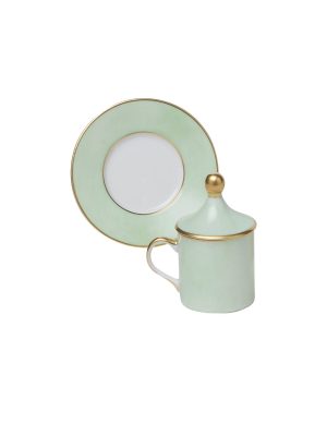 Tazza caffè  con piatto e coperchio Cilindrica Verde