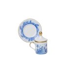 Tazza caffè  con piatto e coperchio Paesaggio blu