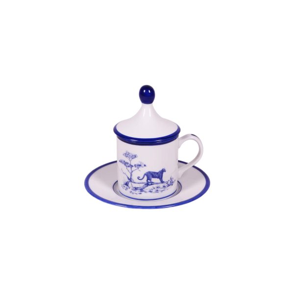 Tazza caffè con piatto e coperchio Giaguaro