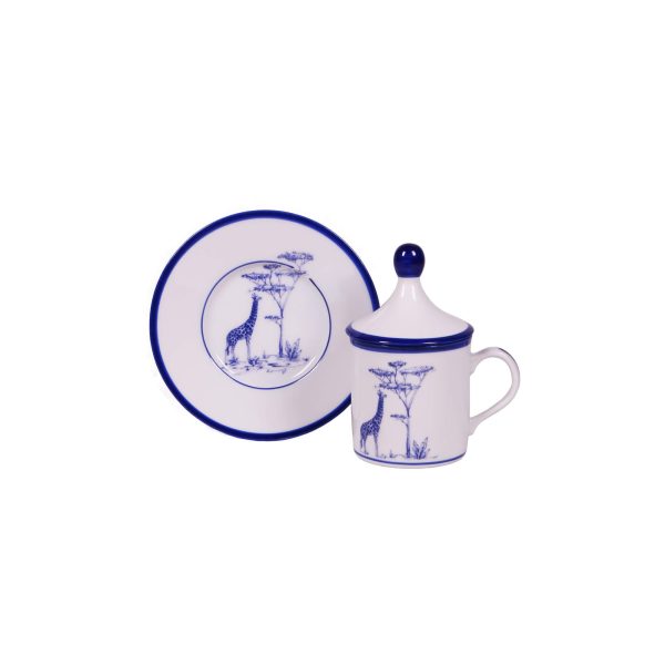 Tazza caffè con piatto e coperchio Giraffa