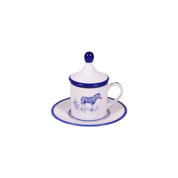 Tazza caffè con piatto e coperchio Zebra