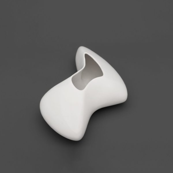 Vaso Basso Nila, in ceramica,  bianco lucido