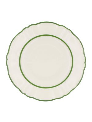 Vassoio Rotondo Porcellana Avorio Ornato doppio filo Verde