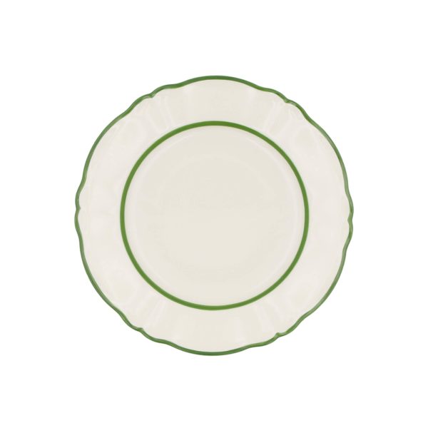 Vassoio Rotondo Porcellana Avorio Ornato doppio filo Verde