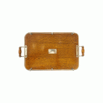 Traditional Rectangular Sheffield and Wood Tray with Handles 1890