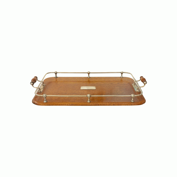 Traditional Rectangular Sheffield and Wood Tray with Handles 1890