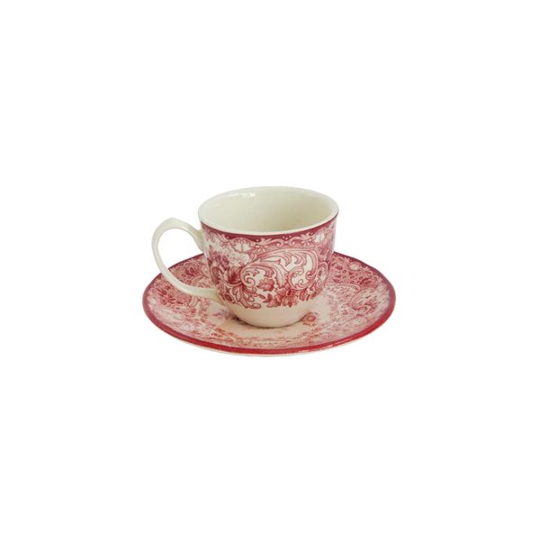 Tazza caffè con piattino Old England Rosso