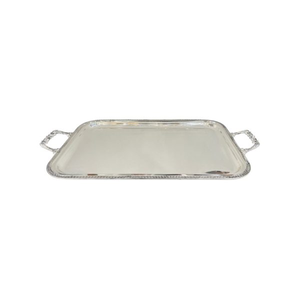 Vassoio rettangolare con manici in Silver Plated Impero