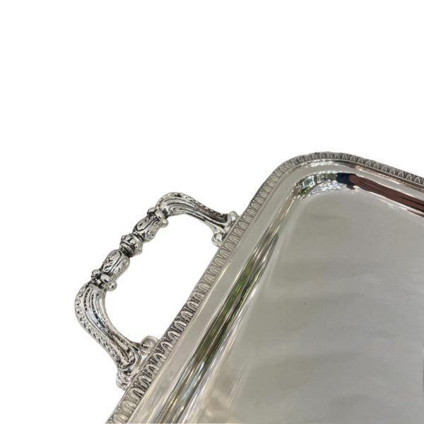 Vassoio rettangolare con manici in Silver Plated Impero