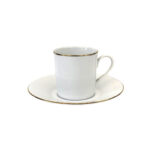 Cylindrical coffee cup with saucer