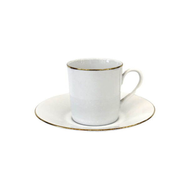 Cylindrical coffee cup with saucer
