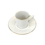 Cylindrical coffee cup with saucer