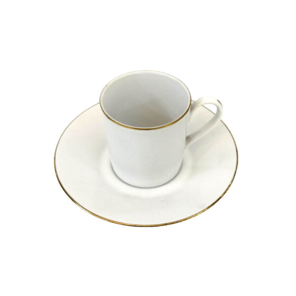 Cylindrical coffee cup with saucer
