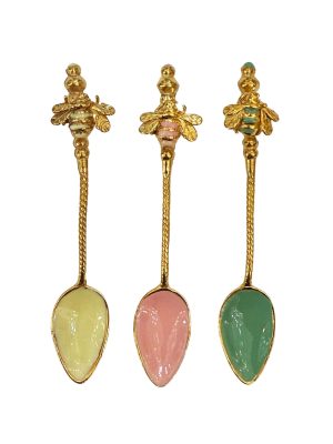 Set 3 Cucchiaini Colorati Assortiti con Decorazione Ape