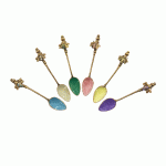 Set of 6 Assorted Colored Teaspoons with Bee Decoration