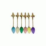Set of 6 Assorted Colored Teaspoons with Bee Decoration