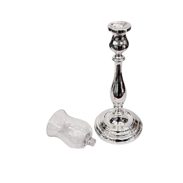 Candeliere con Frangivento in Argento