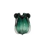Small Transparent and Green Hand-Made Crystal Vase