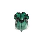 Small Transparent and Green Hand-Made Crystal Vase