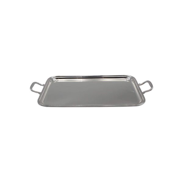 Rectangular tray with handles in Medium Silver Alloy