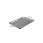 Rectangular tray with handles in Medium Silver Alloy