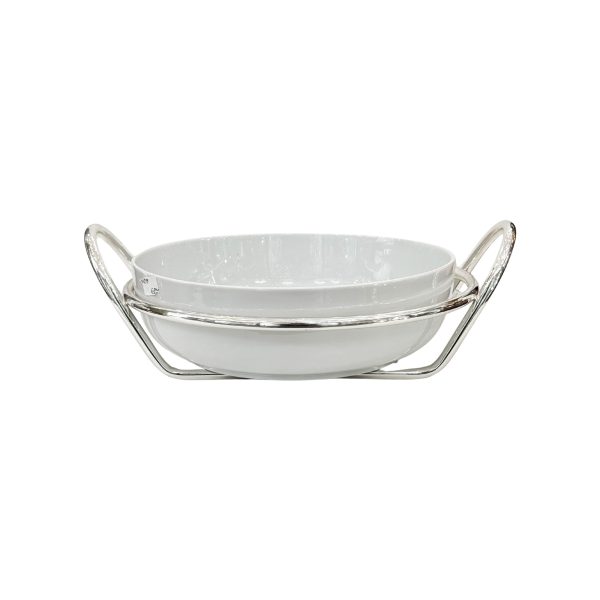 SilverPlated rectangular baking dish with 2 compartments (Copia)