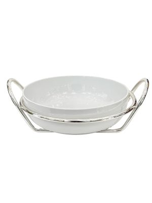 SilverPlated rectangular baking dish with 2 compartments (Copia)